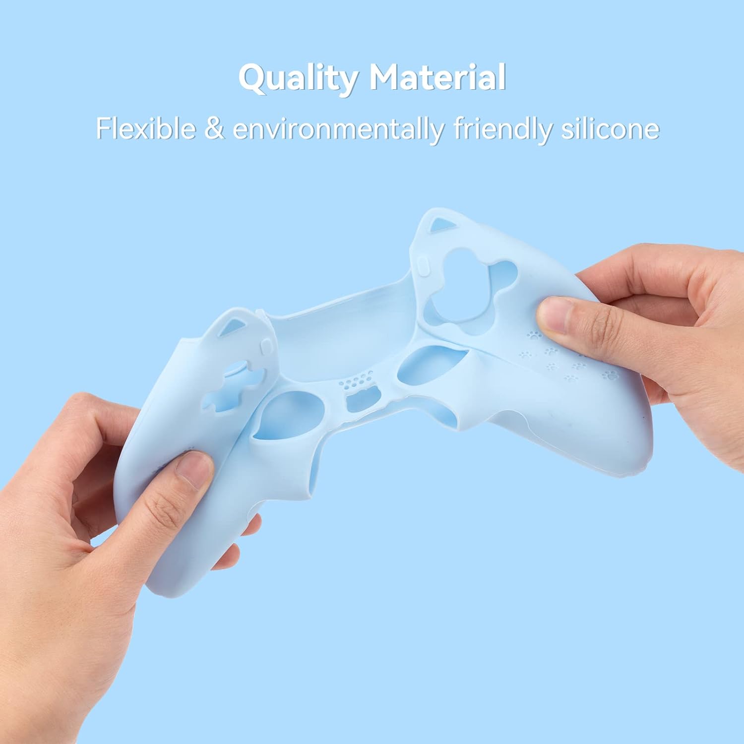 GeekShare Cat Paw PS5 Controller Skin Anti-Slip Silicone Skin Protective Cover Case for PS5 Wireless Controller (Blue) - Image 4