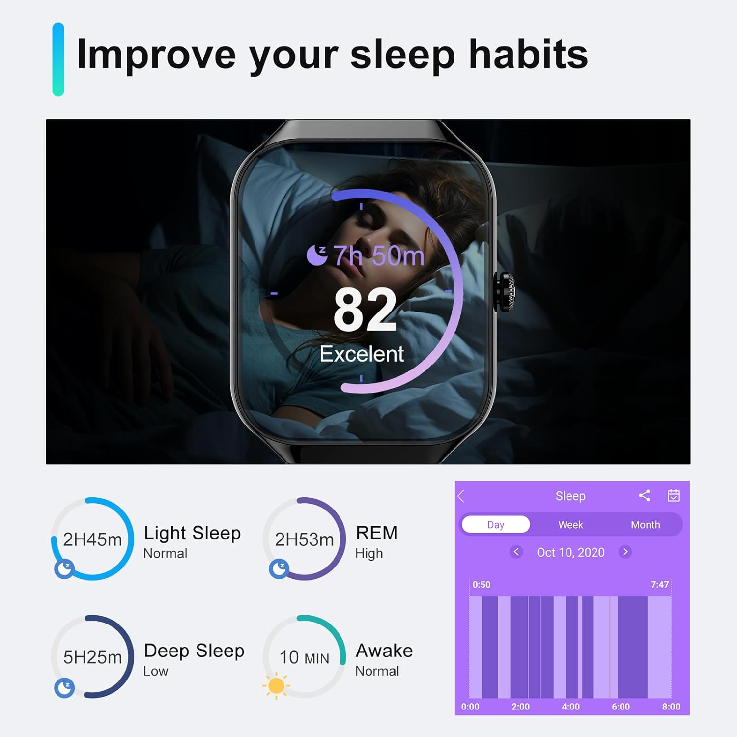 Smart Watch for Men Women Answer/Make Calls, 1.96" HD Fitness Watch with Heart Rate Monitor Sleep Monitor, 113+ Sports Activity Trackers with Step Counter, IP68 Waterproof, Smartwatch for Android/iOS - Image 5